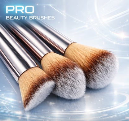 Luxury 14-Piece Synthetic Makeup Brush Kit - Seamless Blending for Foundation, Concealer & Eye Makeup