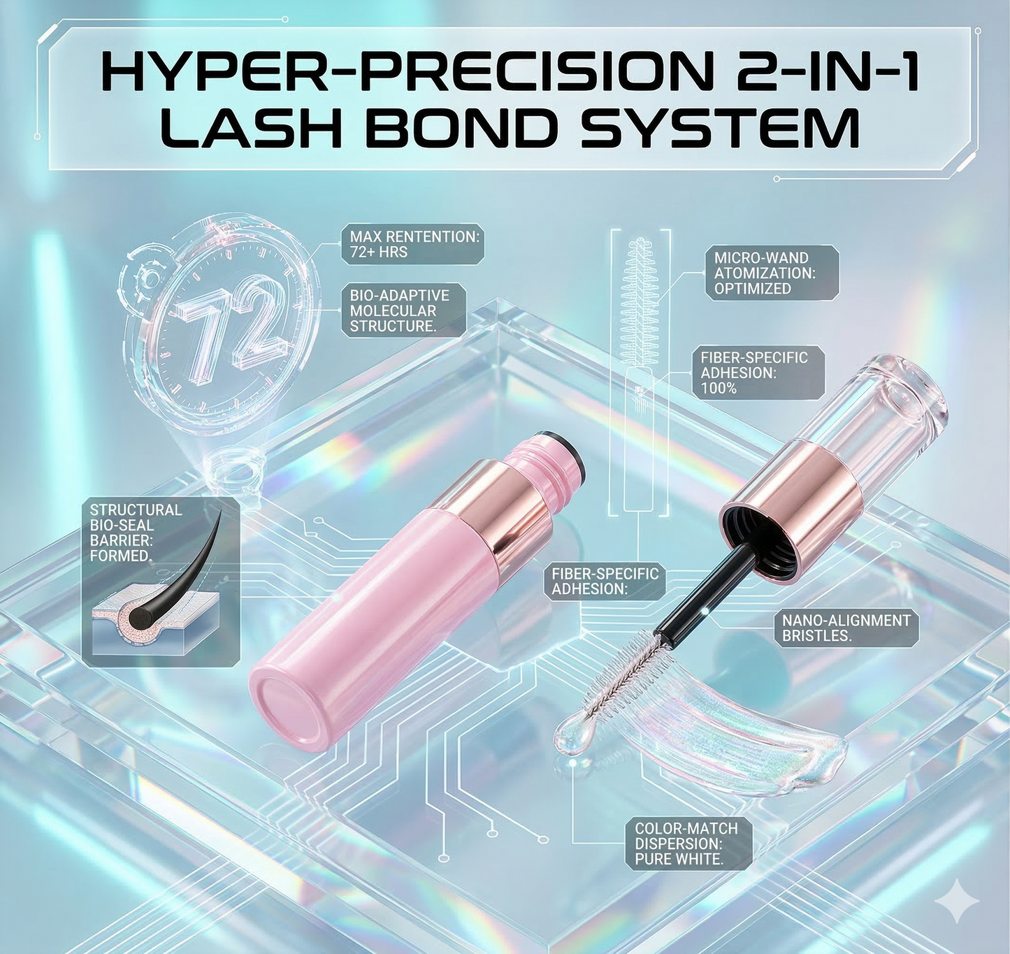 Strong Hold Eyelash Cluster Glue with Seal | Waterproof 48H Wear Professional Lash Adhesive